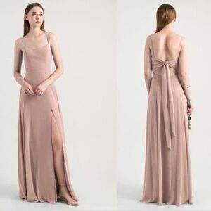 Jenny Yoo Kiara Tie-Back Deep Blush Evening Gown